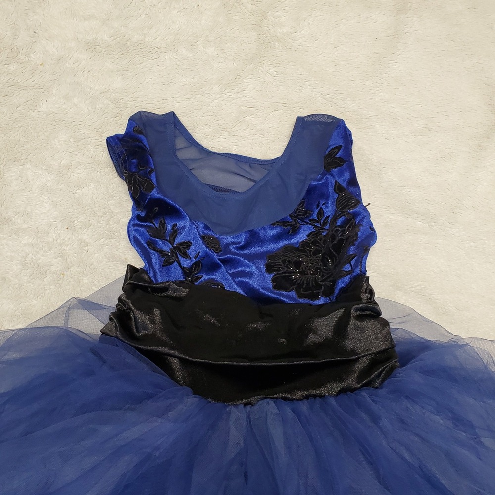 Weissman Navy Blue Black Tulle Ballet Dance Leotard Costume Girl MC 10 12 - Picture 8 of 11